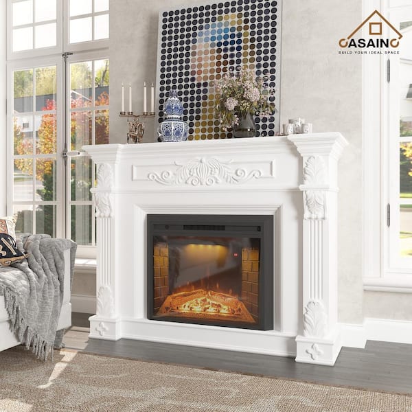 sumyeg 30.51 in. W Black Built-In Electric Fireplace Tempered Glass Front Panel Winter Heating