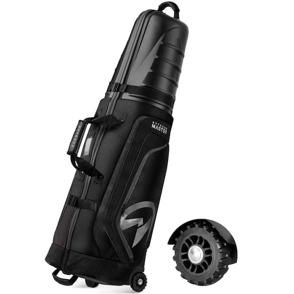 Wildaven Black Foldable Golf Travel Bags for Airlines with Wheels and Hard Case Top
