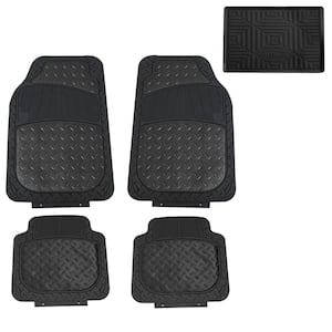 Black Trimmable Liners High Quality Metallic Floor Mats - Universal Fit for Cars, SUVs, Vans and Trucks - Full Set