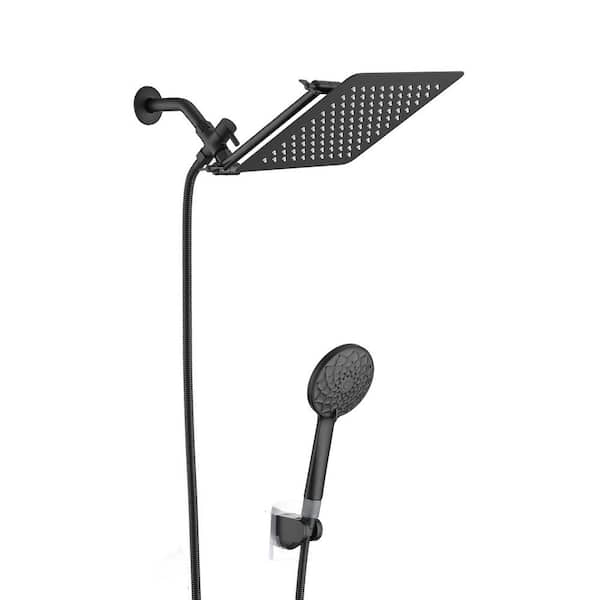 Unbranded 6-Spray Patterns with 2.5 GPM 10 in. Wall Mount Rain Fixed Shower Head in Matte Black