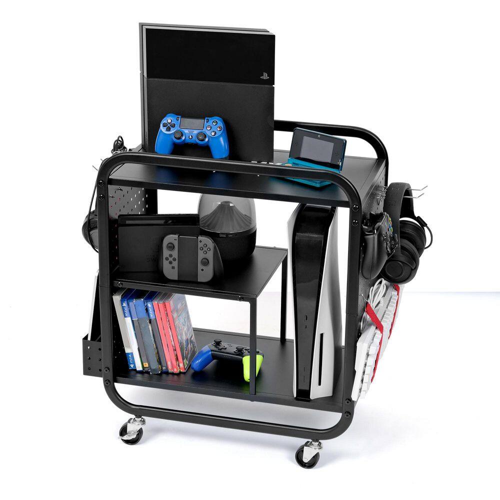 Metal Gaming Station Organizer Rack with Controller and Headset Hooks in Black (Fits PS5/PS4/Xbox/Switch) price history on PriceWatchPro