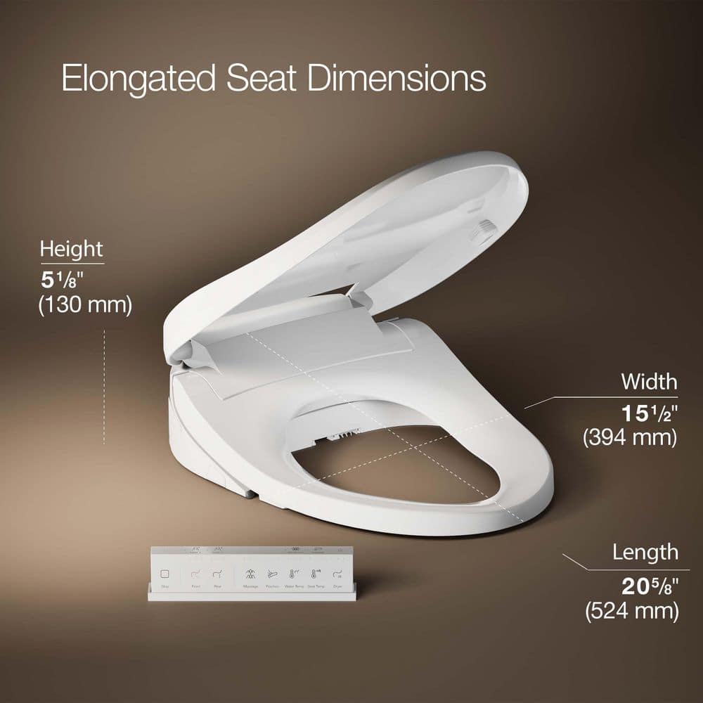 PureWash White Heated Elongated Bidet Toilet Seat with Remote