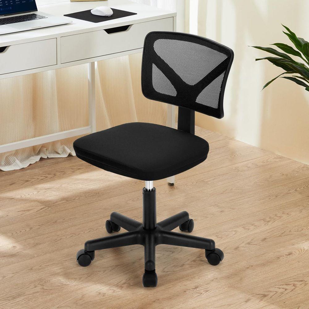 1-Pieces Black Office Chair Mesh Adjustable Swivel Computer Desk Chair Task Chair Low-Back