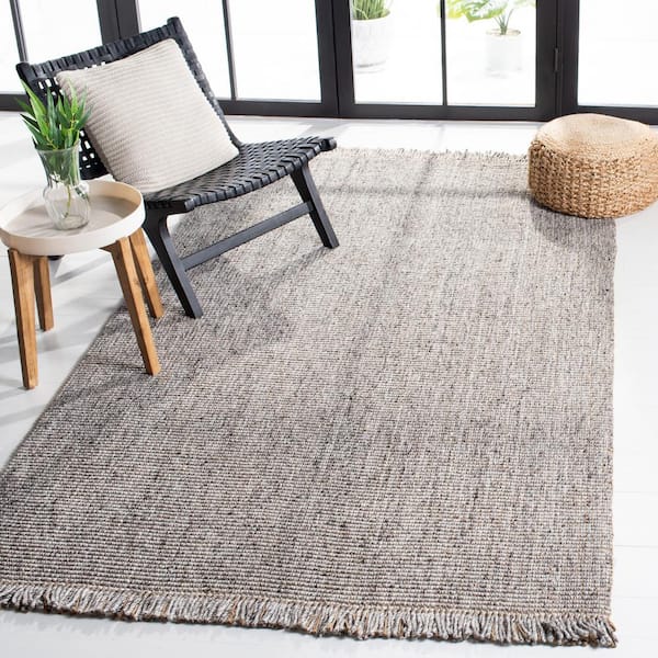 Natural Fiber Gray/Beige 4 ft. x 4 ft. Woven Thread Square Area Rug
