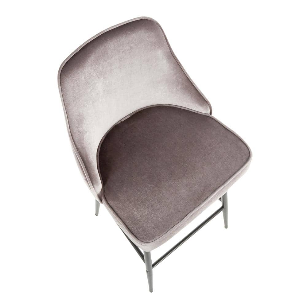 Silver Velvet and Chrome Metal Contemporary Counter Stools, Set of 2