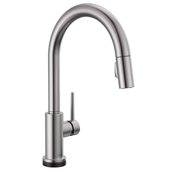 Delta Trinsic Single-Handle Pull-Down Sprayer Kitchen Faucet with Touch2O Technology in Arctic Stainless