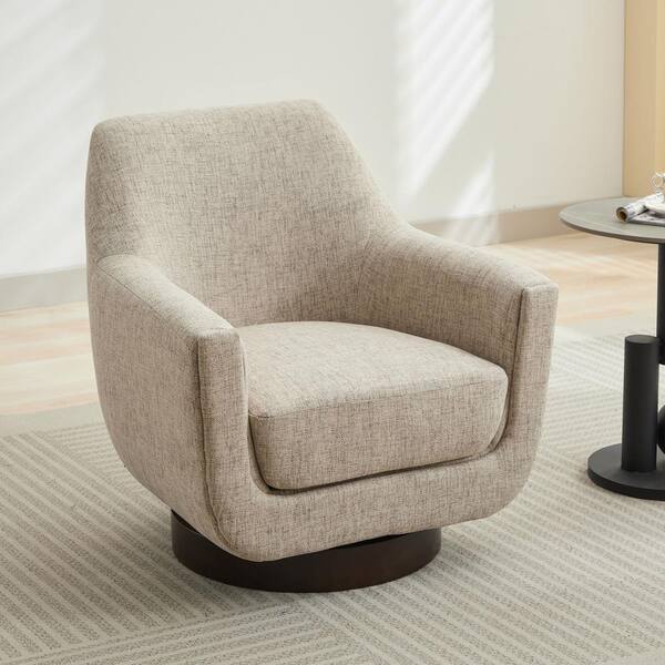 Harper & Bright Designs Flax Beige Linen Upholstered 360° Swivel Arm ...