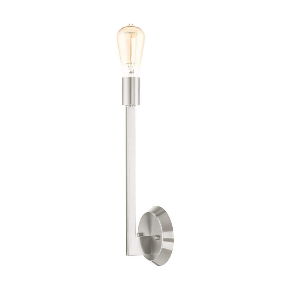 Prague Brushed Nickel 16" Contemporary Crystal Rod Sconce