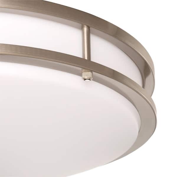 16L x 16W x 4H 16L x 16W x 4H Home Selects International HomeSelects 6106 Flush Mount Ceiling Light Brushed Nickel with Opal Glass Globe 