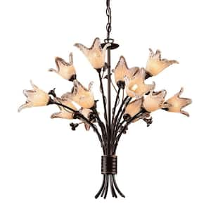 Fioritura 12-Light Aged Bronze Ceiling Mount Chandelier