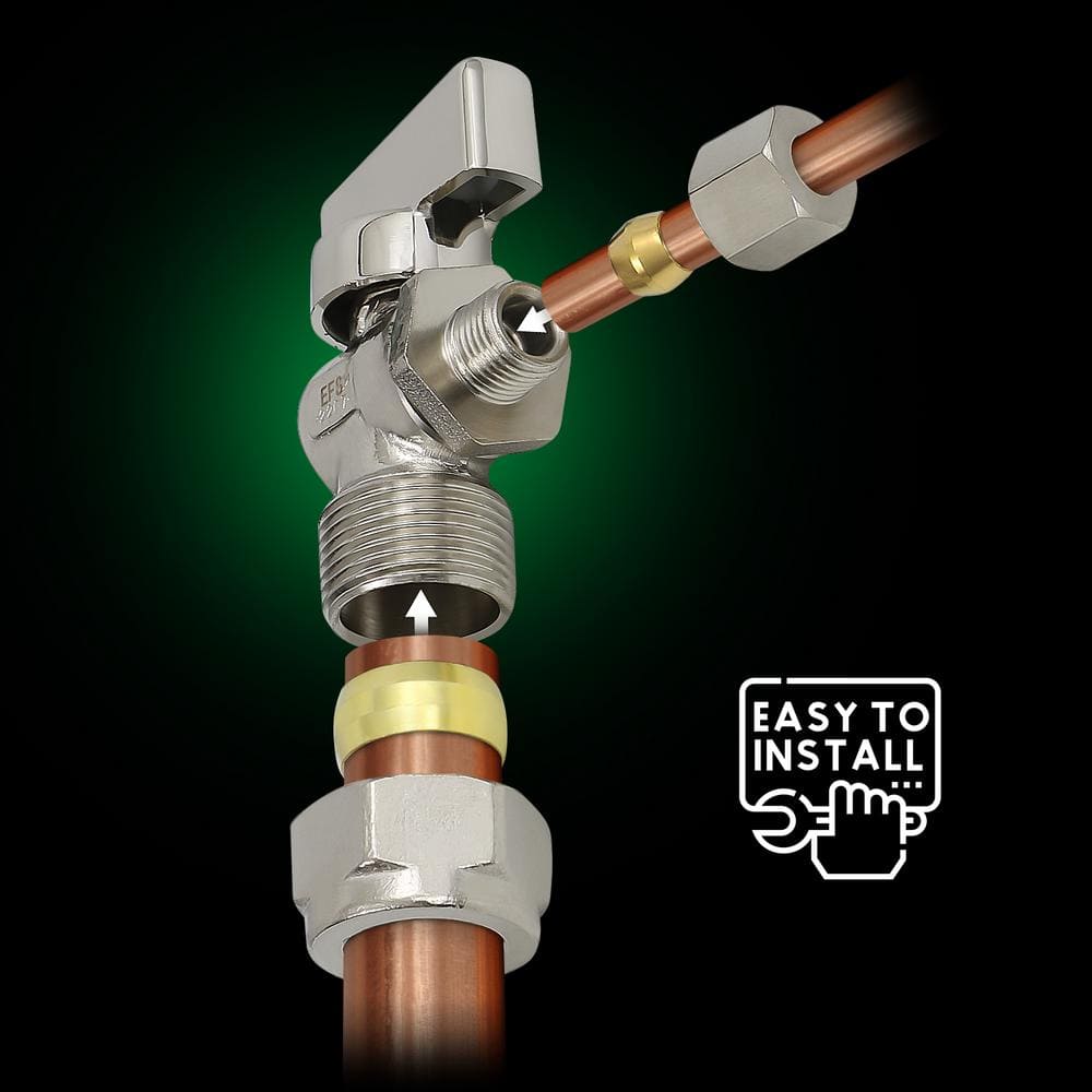 Chrome Plated Brass Compact Angle Stop Valve 2-Pack