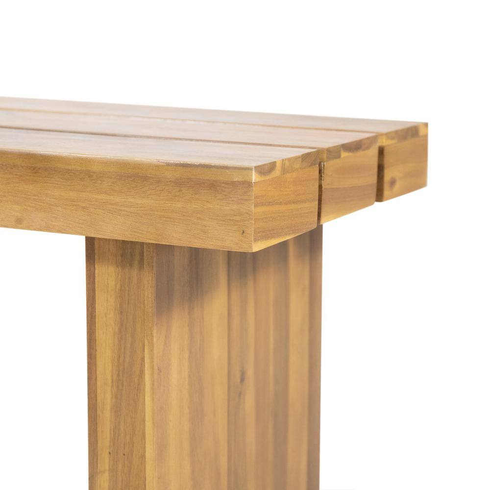 Rustic Acacia Wood 57" Outdoor Bench with Natural Finish