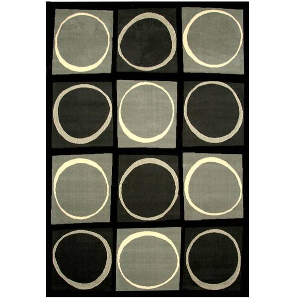 Unbranded Terra Checkers Black 5 ft. x 8 ft. Area Rug