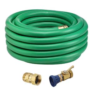 0.75 in. Dia x 50 ft. Green Water Hose with Precision Cloudburst Nozzle and Hose Adapter