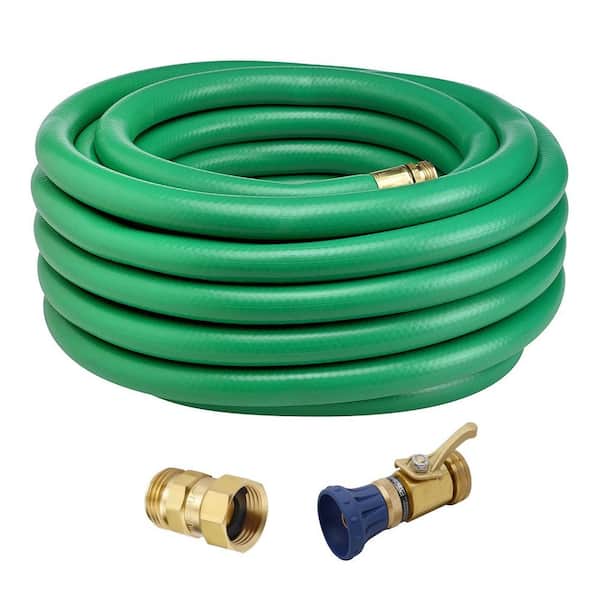 Underhill 0.75 in. Dia x 50 ft. Green Water Hose with Precision Cloudburst Nozzle and Hose Adapter
