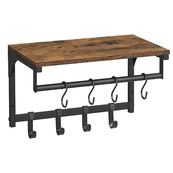 Cubilan 15.7 in. W x 9.4 in. D Decorative Wall Shelf,Rustic Brown Room Shelf Wall Mounted, Coat Rack Shelf