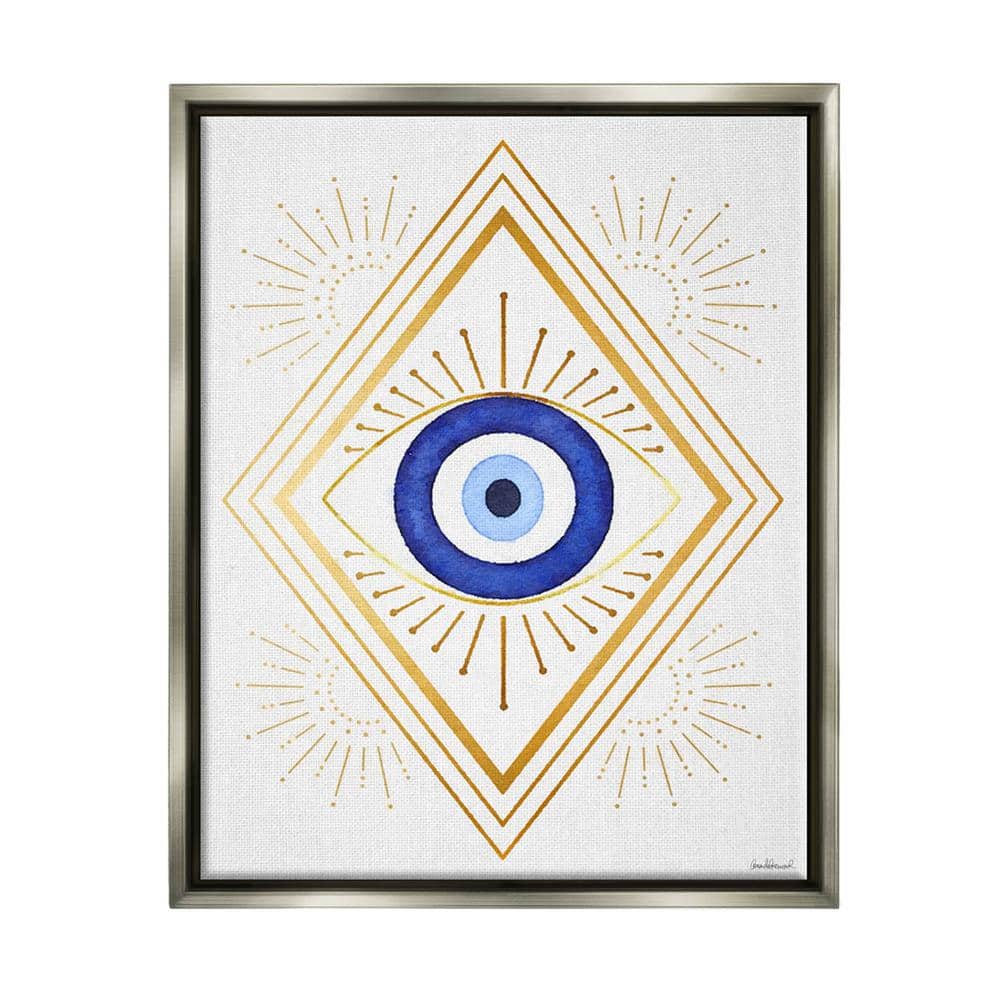 The Stupell Home Decor Collection Vivid Eye Vintage Geometric Deco Glam  Shapes by Amanda Greenwood Floater Frame Abstract Wall Art Print 31 in. x  25