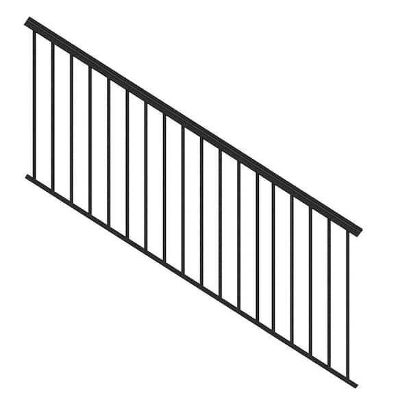 Compass 8 ft. x 3-1/2 ft. Pre-Assembled Stair Rail Panel Matte Black 73054990