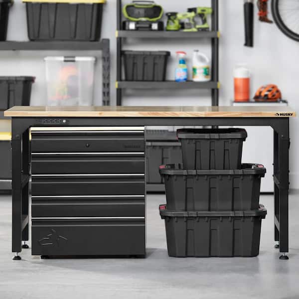 Husky Heavy Duty 18-Gauge Steel 5-Drawer Black Garage Base Cabinet