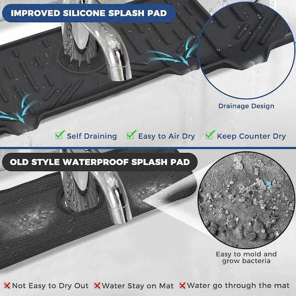 Silicone Faucet Drain Pad Drip Catcher Tray Kitchen Sink Splash Guard Slip  Mat