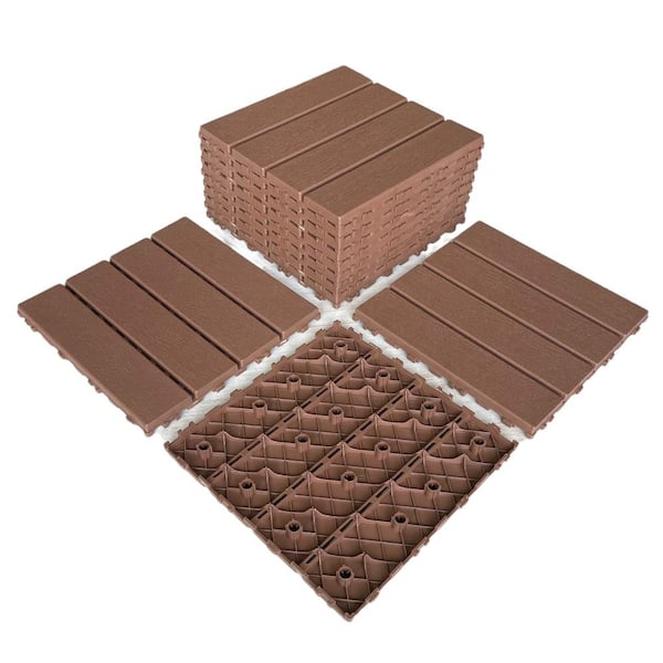 Unbranded 11.8 in. x11.8 in.  Patio Square Plastic Interlocking Deck Tiles (44-Pack)