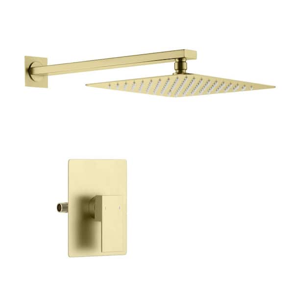 1-Handle 1-Spray Shower Faucet 1.8 GPM with Corrosion Resistant, Pressure Balance Wall Mount in Brushed Gold