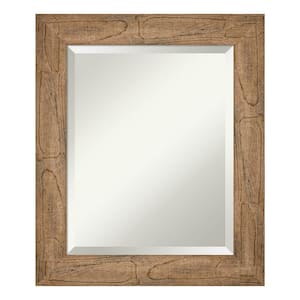 Owl Brown 21.5 in. x 25.5 in. Beveled Rectangle Wood Framed Bathroom Wall Mirror in Brown