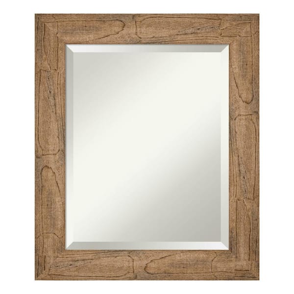 Amanti Art Owl Brown 21.5 in. x 25.5 in. Beveled Rectangle Wood Framed Bathroom Wall Mirror in Brown