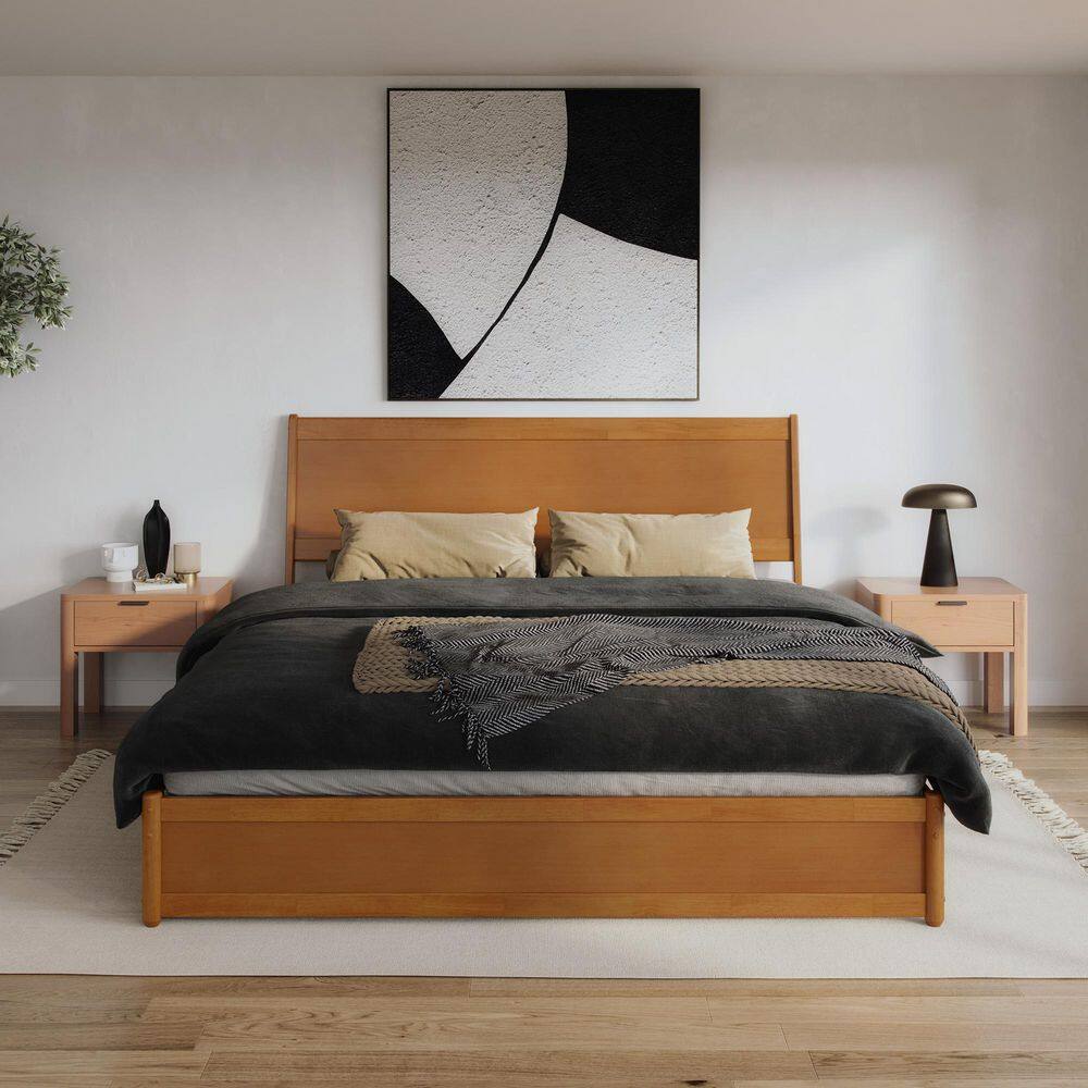 Casanova Light Toffee King Rubberwood Platform Bed with Storage Drawers