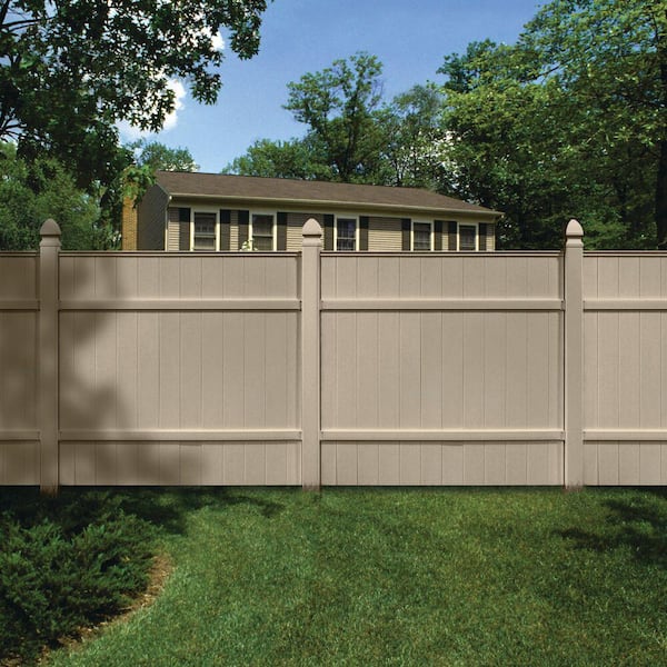 Barrette Outdoor Living Windham 5 in. x 5 in. x 104 in. Clay Vinyl Fence Post with hardware