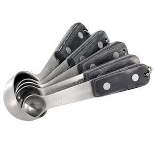 Blakeley 5-Piece Stainless Steel Measuring Spoon Set in Dark Gray with Wood Handles