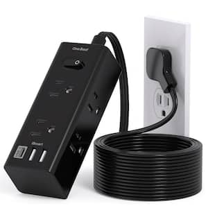 6-Outlet Power Strip Surge Protector with 3 USB Ports and 10 ft. Long Cord in Black