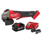 M18 FUEL 18-Volt Lithium-Ion Brushless Cordless 4-1/2 in./5 in. Grinder w/Variable Speed with 8.0 Ah Battery & Charger