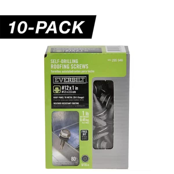 10-Pack #12 x 1 in. Flange Hex Head Hex Drive Self-Drilling Screw with Neoprene Washer (10 lb / 800-Piece)