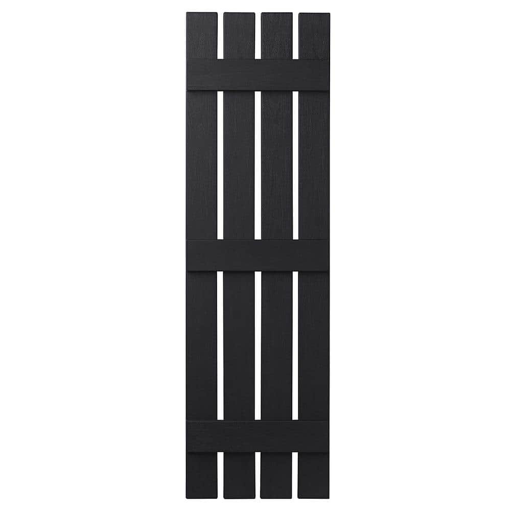 16 in. x 59 in. Polypropylene Plastic 4-Board Open Board and Batten Shutters Pair in Black