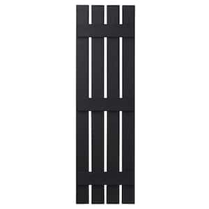 16 in. x 63 in. Polypropylene 4 Board Open Board and Batten Shutters Pair in Black