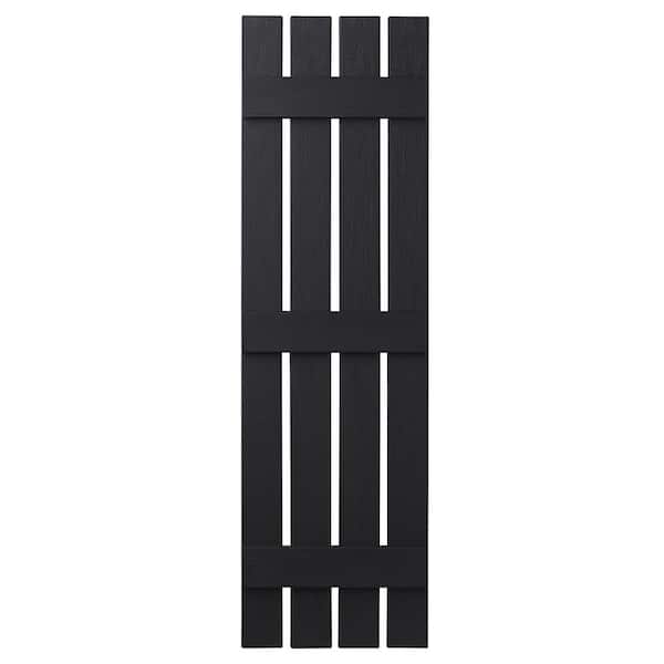 Ply Gem 16 in. x 67 in. Polypropylene 4 Board Open Board and Batten Shutters Pair in Black