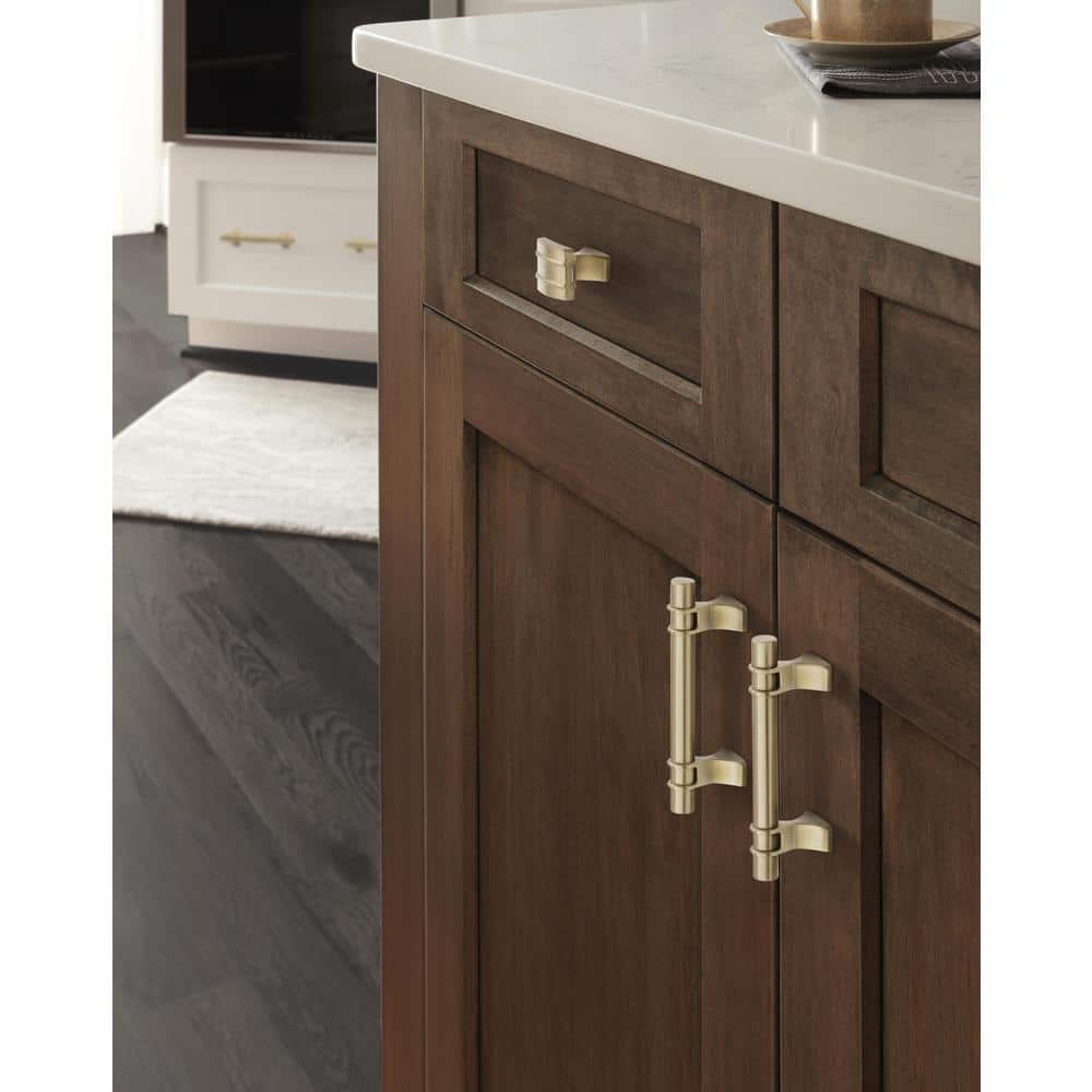 Golden Champagne Modern Rectangular Cabinet Knob with Mounting Hardware