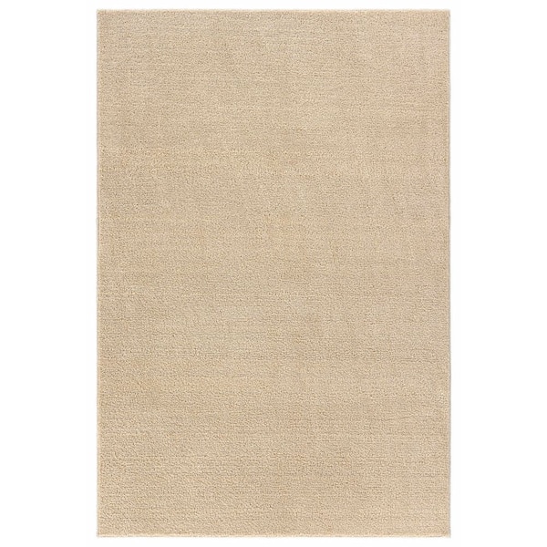 Palmer Plush 4 ft. x 6 ft. Washable Non Slip Solid Color Champagne Area Rug