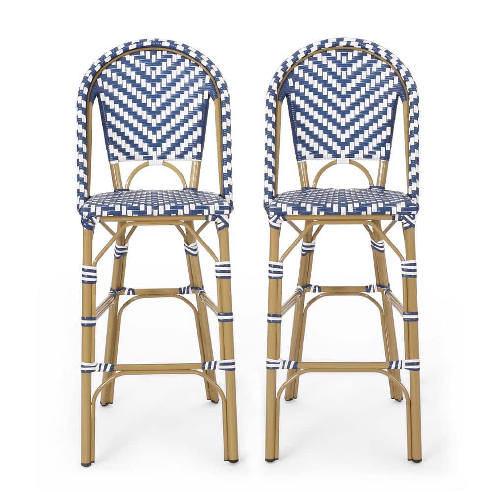 29.5 in. Outdoor PE Rattan French Bar Stool, Aluminum Frame with Bamboo Finish (Set of 2) price history on PriceWatchPro