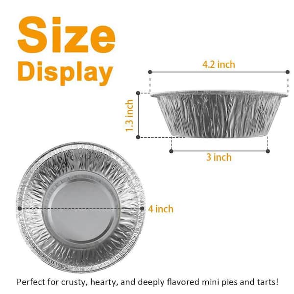 4 in. Disposable Aluminum Foil Pie Pans for Bakeries, Cafes, Restaurants, Baking Pies, Fruit Tarts and Quiche (50-Pack)