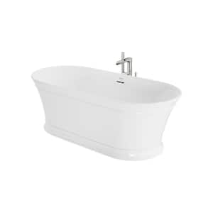 Serafina 67 in. x 31.5 in. Soaking Bathtub with Center Drain in White and Karina Tub Filler in Brushed Nickel