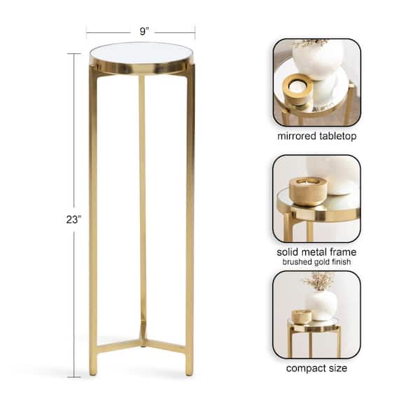 Brushed Gold Finish Drink Size Accent Table Brushed Gold Finish Drink Size Accent Table