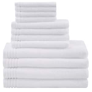 Big Bundle 12-Piece White 100% Cotton Bath Towel Set