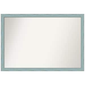 Sky Blue Rustic 38.25 in. W x 26.25 in. H Non-Beveled Wood Bathroom Wall Mirror in Blue