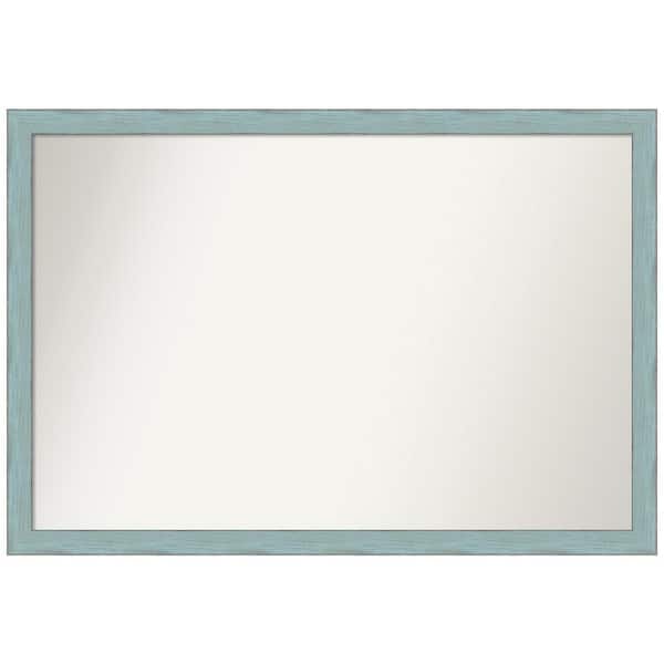 Amanti Art Sky Blue Rustic 38.25 in. W x 26.25 in. H Non-Beveled Wood Bathroom Wall Mirror in Blue
