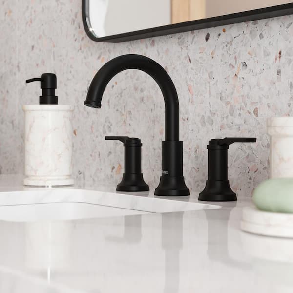 Briscoe 8 in. Widespread Double Handle Bathroom Faucet in Spot Defense Matte Black