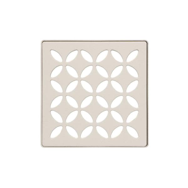 Schluter Kerdi-Drain 4 in. Ivory Floral Drain Grate Floor Drain Installation Kit Accessory