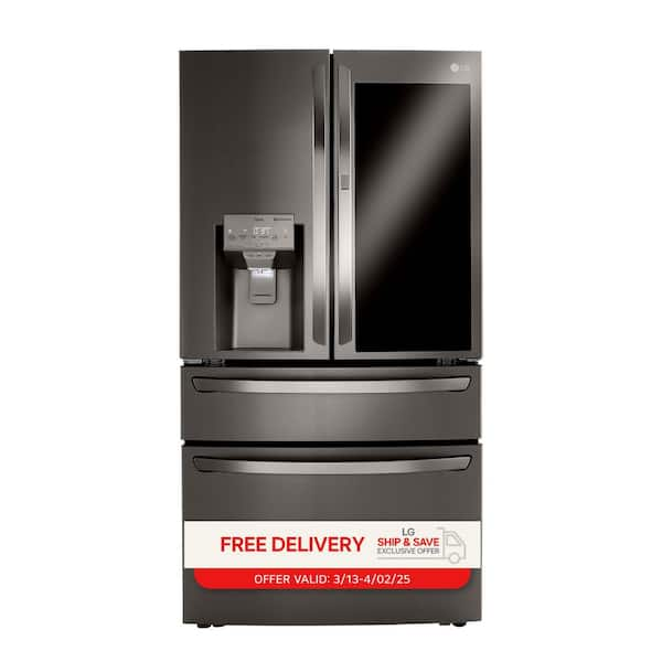 23 cu. ft. 4-Door French Door Refrigerator w/ InstaView, Craft Ice in PrintProof Black Stainless Steel, Counter Depth