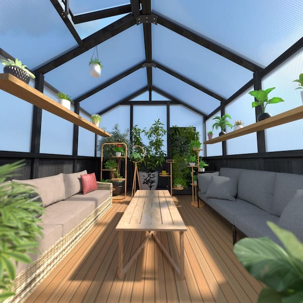 VEIKOUS 6 ft. x 8 ft. Cedar Wood Walk-in Outdoor Greenhouse with